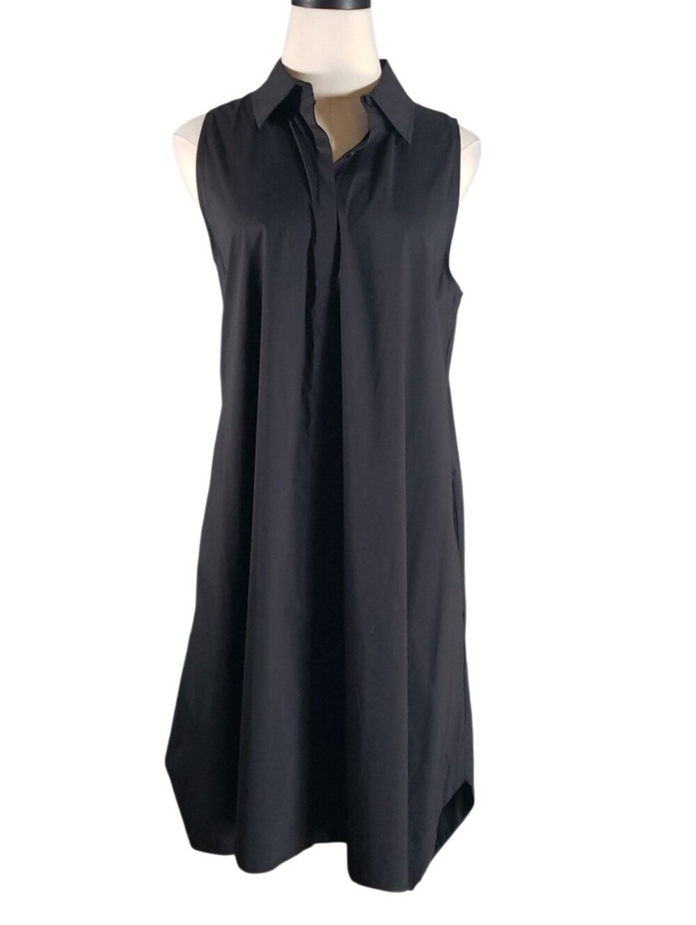Alfani New Trapeeze Shirt Dress 10 Collar Hidden Button Placket High-Low LBD